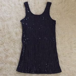 Navy Sequin Tank Top